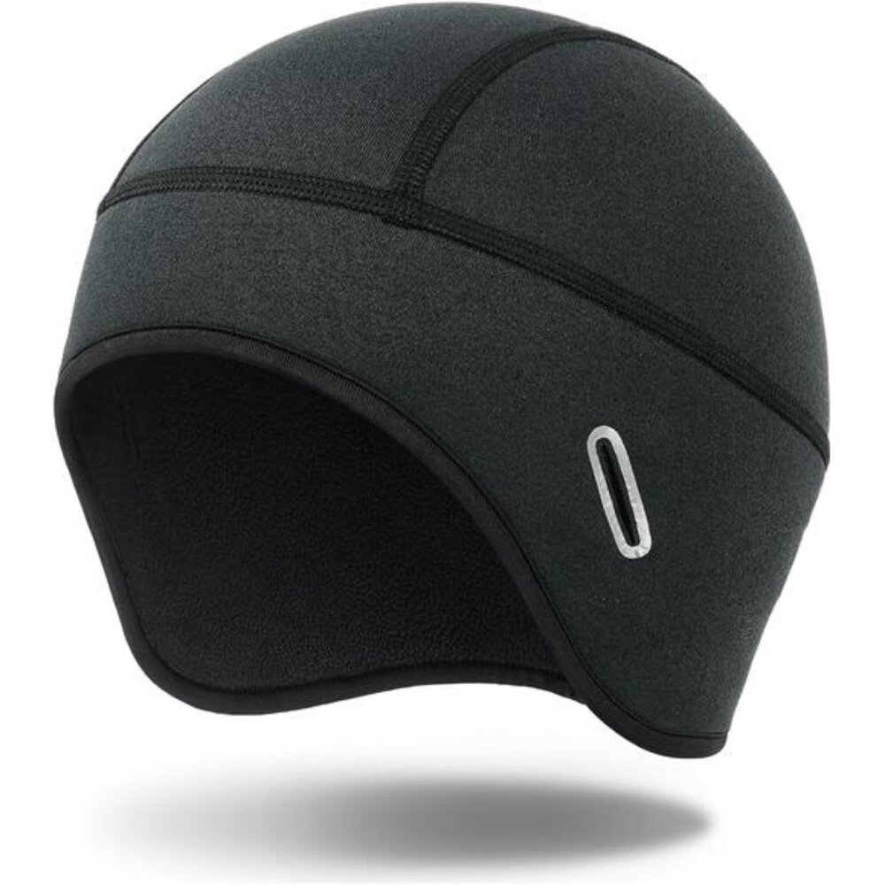 Winter Helmet Liner Skull Cap, Fleece Lined Warm Cycling Cap